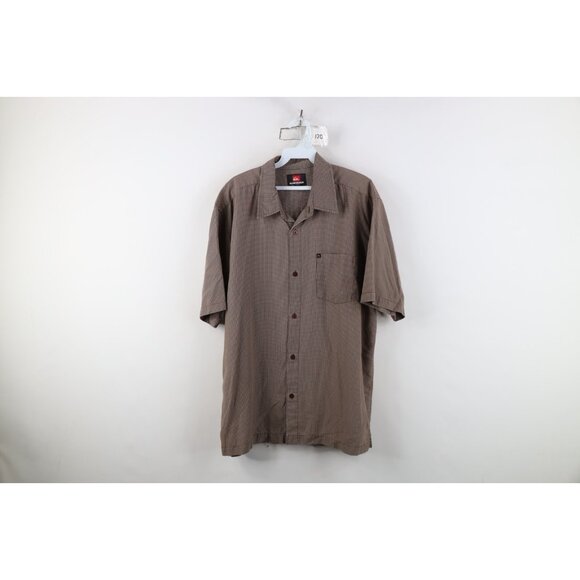 Vtg 90s Y2K Quiksilver Surfing Mens L Distressed Baggy Short Sleeve Button Shirt - Picture 1 of 16